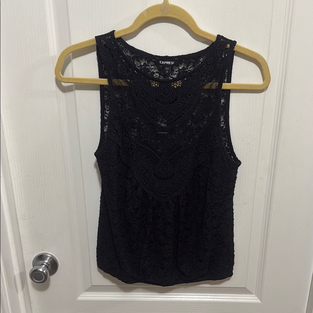 Express Black Sleeveless Lace Tank Top